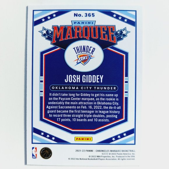 Oklahoma City Thunder (Josh Giddey) - BKBL [21_JG4] - Rookie Card (RC) - Picture 3 of 3